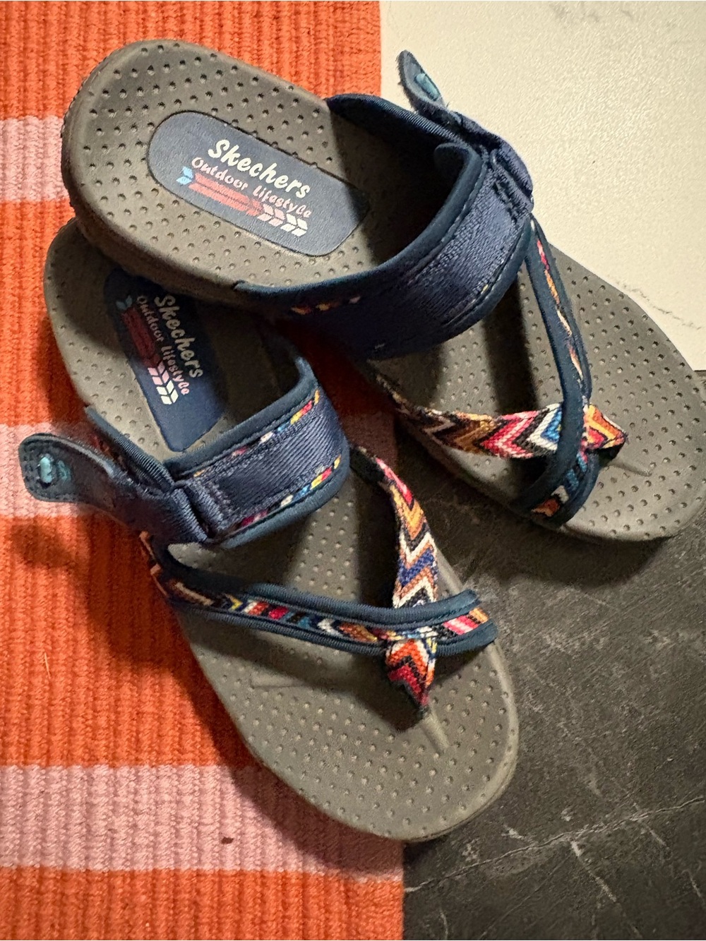 Skechers Navy Multicolor Strap Sandals